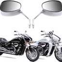 10MM Chrome Motorcycle Handlebar Rearview Side Mirrors for Sports Bike Cruiser Chopper Dirt Bike Scooter (Chrome)
