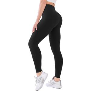 High Waisted Leggings with Pockets for Women Buttery Soft Full Length Capri Workout Yoga Pants (Large, Black)