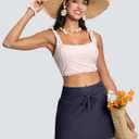 Swim Skirts for Women High Waisted Tummy Control Quick Dry UPF 50 Bathing Suit Skirt with Liner Zipper Pockets (Blue, L)