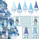 Peryiter 10 Set Winter Snowfalke Gnomes Hanging Ornaments Gifts Plush Beard Doll Blue and White Christmas Appreciation Gifts for Coworker Employees Staffs or Christmas Tree Home Office Decor