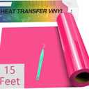 HTVRONT Heat Transfer Vinyl HTV Vinyl Rolls - 12" x 15ft Neon Pink Iron on Vinyl for All Cutting Machines, HTV Vinyl for Shirts - Easy to Cut & Weed for Heat Vinyl Design (Neon Pink)