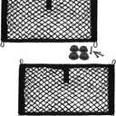 [2 Pack], JAVOedge Storage Stretchable Mesh Pocket Net for Car, Trunk, RV, Boats, Home with 8 PCS Mounting Screws and Built-in Hooks (Medium (17.9 Inches x 9.8 Inches))