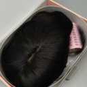 Elailite Hair Toppers for Women Real Human Hair Topper with Bangs Thinning Thin 9 * 12CM Silk Base Clip in Remy Hairpieces Hand-Tied 12 Inch Natural Black