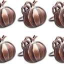 DII Christmas Thanksgiving Holiday Tabletop Dcor Collection Decorative Napkin Ring Holder Set, 2" Diameter, Rustic Harvest Pumpkin, 6 Piece