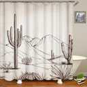 RnnJoile Western Shower Curtain Rustic Cactus Desert Bathroom Curtain Vintage Minimalist Southwest Aztec Bathroom Decor 72"x72" with Hooks