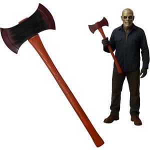 Nicky Bigs Novelties Double-Bladed Bloody Axe Prop 30" Killer Clown Evil Psycho Costume Weapon Fake Plastic Horror Lumberjack Cosplay Accessory for Men and Women