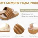 GPOS Womens Slides with Memory Foam Soft Cushioned Cozy House Slippers for Woman Comfy Open Toe Ladies Sandals Leather Slip on Bedroom Shoes Plantar Fasciitis Indoor Outdoor (8, Allkhaki)