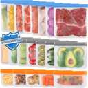 Lerine 20 Pack Reusable Bags Silicone Dishwasher Safe, Extra Thick Leakproof Reusable Freezer Bags, BPA Free Food Storage Bags for Lunch Meat Veggies (Multicolor, 8 Gallon 7 Sandwich 5 Snack)