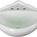 White Ceramic Wall Hung Corner Sink, Wall Mounted Bathroom Sink w/Concealed Round Overflow, 16.5" x 15" Modern Style Small Sink w/Single Faucet Hole