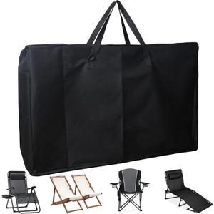 Heavy Duty Folding Chair Storage Bag, 600D Chair Storage Case for Beach Chair Camping Chair Zero Gravity Chair Folding Recliners, Extra Large Travel Bag with Zippers, 41.5" Lx 11" Wx 28.5" H (Black)