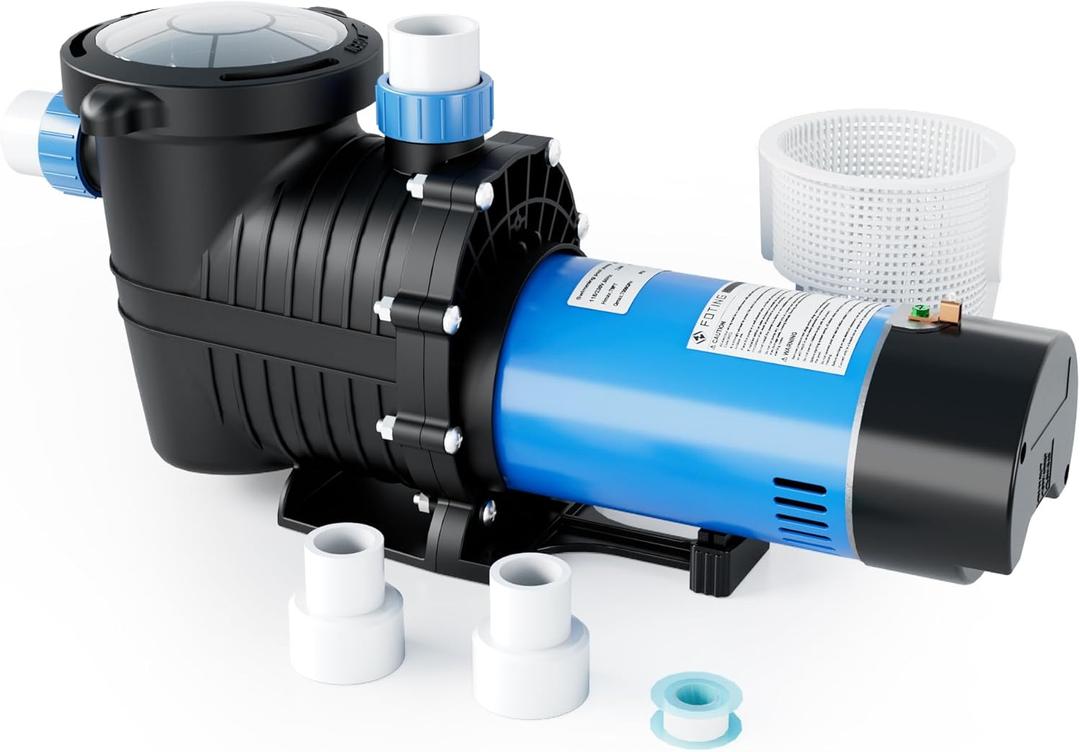 FOTING In/Above Ground Pool Pump, Self Primming (Dual Speed, 2HP, 3170/7000GPH, 115V) 1.5" & 2" NPT Inlet Connectors