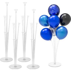 JOYYPOP 4 Sets 28 Inch Balloon Stand Kit, Balloon Holder Stickers Table Decoration Party Birthday Wedding Balloon Supplies Accessories (4 Pack Clear)