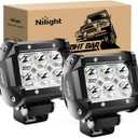 Nilight Led Pods 2Pcs 18W 1260LM Spot Off Road Lights Super Bright Driving Fog Boat Lamp Work Lighting Bar for Trucks Van Camper Wagon Car Pickup Golf Cart ATV UTV SUV Boat 4x4 (White)