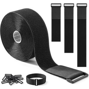 Trilancer 16Ft x 2In Heavy Duty Hook and Loop Straps with 15 Buckles  Adjustable, Cut-to-Length, Reusable Cinch Straps for Securing Cables, Hoses, Pipes, and More (2In x 16Ft)