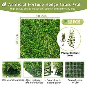 LMQSCH Artificial Hedge Grass Wall 20"X20" Privacy Fence Panels Faux Greenery Backdrop Wall Grass Decor Indoor Outdoor Artificial Hedge Wall Topiary Privacy Screens and Panels (Pack of 12)