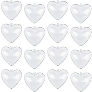 Jangostor 20 Packs Clear Heart Ornaments Balls Valentines Day Ornaments Ball to Fill, DIY Plastic Fillable Valentine Decorations Tree Balls Baubles Craft Transparent Ball (6.5CM)