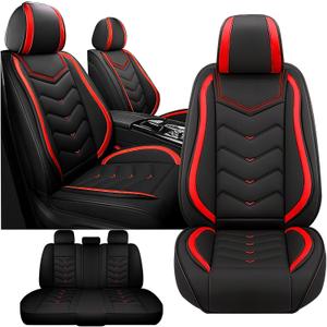 Fit for Honda CR-V 2008-2026 Seat Covers, Waterproof and Wear Resistant Sports Seat Cover, Premium Nappa Leather Car Seat Covers.（5 Seats-Black Red）