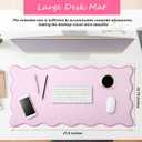Hahafelt Scalloped Desk Mat Large Scalloped Piping Cute Desk Mat Aesthetic Preppy Table Pad Large Nonslip Pad with Edge Stitching Waterproof Gaming(Pink,31.5 x 15.8 Inches)