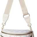 Crossbody Bags for Women Large Crossbody Bag Valentine Gift Checkered Bum Bag Fanny Pack Mom Bag Travel Purse Nylon (Beige)