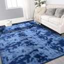 Large Ultra Soft Modern Area Rugs for Living Room Bedroom, 6x9 Feet Tie-Dyed Navy Blue Thickened Memory Foam Indoor Carpets, Non-Slip Comfy Rug for Boys Girls Nursery Room Home Decor