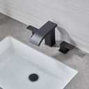 LED Light Black Waterfall Bathroom Faucet 3 Holes - 8Inch Widespread Bathroom Sink Faucet | Two Handles Lavatory Vanity Sink Faucets with Pop-up Drain Assembly & Supply Lines