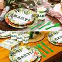 350 Pcs Dinosaur Baby Shower Party Favor Rawr Its a Boy Disposable Tableware Napkins Cups Knives Forks Spoons for 50 Guests Dino Birthday Party Decoration (Green)