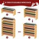 Domax Wine Rack Freestanding Floor - Bamboo Wooden Stackable 8 Tiers 72 Wine Bottle Holder Storage Racks for Kitchen, Bar, Pantry and Cellar (Yellow), Laege