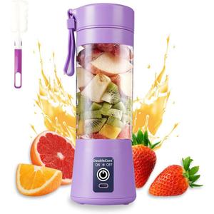 Portable Blender Cup, Electric USB Juicer Blender, Portable Juicer For Shakes and Smoothies, juice, 380ml, Six Blades Great for Mixing, Light Purple
