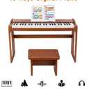 49-Key Digital Piano, Plug-In Portable Keyboard Complete Set, Standard Tones, Smooth Key Return, with Walnut Wooden Stand and Bench for Beginner Music Practice
