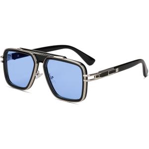 Trendy Retro Sunglasses for Men Women Stark Vintage Shades 70s Italian Fashion Square Metal Glasses