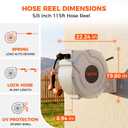 NEO-TEC 115ft 5/8" Retractable Garden Hose Reel with Auto Rewind Any Length Lock Heavy Duty Hose Reel,9-Pattern Nozzle,180Swivel,UV Resistant Wall Mount Hose Reel for Outdoor Garden Car Patio
