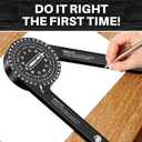 Saker Miter Saw Protractor|7-Inch Aluminum Protractor Angle Finder Featuring Precision Laser-Inside & Outside Miter Angle Finder for Carpenters, Plumbers and All Building Trades (Black)