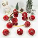 3.15 Inch Velvet Christmas Tree Ornaments12 Pcs Christmas Balls Bulk Set with Golden Hand-Painted PatternPlastic Shatterproof Xmas Hanging Ornaments Decorations for Tree Garland(Red)