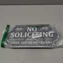 Heavy-Duty Metal No Soliciting Sign for House, 14" X 7" Aluminum No Soliciting Yard Sign with Stake for Home, You're on Camera Outdoor, Weather-Resistant, Non-Fading (WHITE AND BLACK)