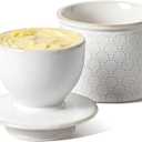 LE TAUCI Butter Crock, Butter Dish with Lid, Butter Container for Counter with Water Line, Embossed French Butter Keeper for Spreadable Butter, Suit For Housewarming - Set of 1, Arctic White,Fireworks