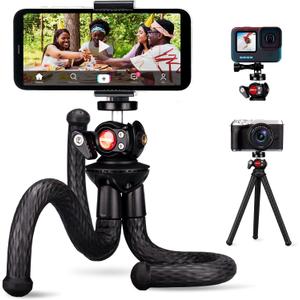 Lammcou Phone Flexible Tripod Actioncam Lightweight Vlogging Bendable Travel Octopus Gorilla Portable Mini Tripods DSLR Hero 12 11 10 trpode for Vlogging Video Recording