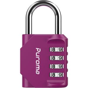 Puroma 1 Pack Combination Lock for Locker 4 Digit Outdoor Waterproof Padlock for School, Gym, Sports, Fence, Toolbox, Gate, Case, Outdoor, Hasp Storage, Cabinets (Red-Violet)