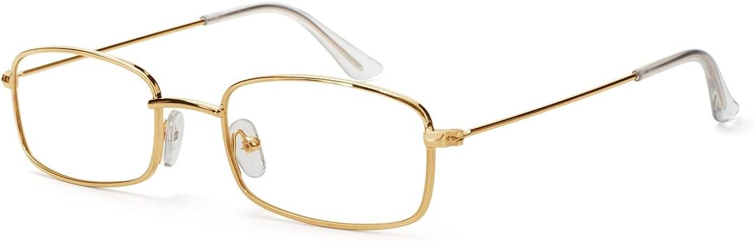 Old Man Costume Glasses, Gold Rectangular Granny Dress Up Eyeglasses, Old Lady Glasses for Men, Women Halloween Grandma Cosplay Prop, 100 Days of School Costume Accessories