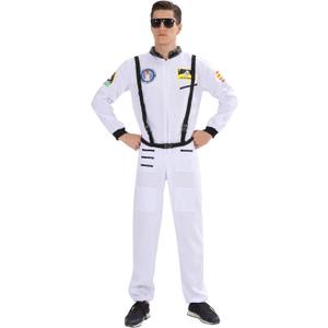 EraSpooky Astronaut Costume Men Halloween Spaceman Suit Adults Pilot (Medium, White)
