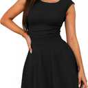 Women's Boat Neck Ruffle Hem Mini Dress Sleeveless Homecoming Dress A Line Ruched Waist Corset Short Party Dress (Small)