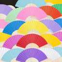JOHOUSE 28 Pcs Paper Folding Hand Fans for Women Foldable, 8.3 Inch Multicolored Paper Fans Handheld Portable Bulk for Wedding, Outdoor Party Favors, Bridal Shower DIY Rainbow Party Decorations (Various Colors)