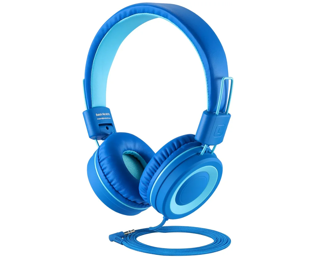 noot products Kids Headphones K11 Foldable Stereo Tangle-Free 5ft Long Cord 3.5mm Jack Plug in Wired On-Ear Headset for iPad/Amazon Kindle,Fire/Boy/Girl/School/Laptop/Tablet(Skyline Blue)