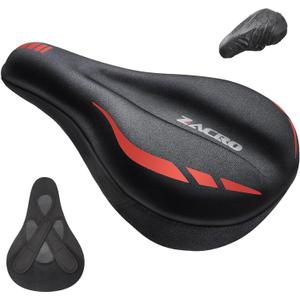 Zacro Bike Seat Cushion - Gel Padded Bike Seat Cover for Men & Women Comfort, Adjustable Velco Secure Bicycle Cushion Saddle, Fit with Peloton Bicycle