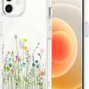 Unov Case Compatible with iPhone 12 iPhone 12 Pro Case Magnetic Clear with Design Compatible with MagSafe Slim Protective Soft TPU Bumper with Hard PC Back Embossed Pattern (Flower Bouquet)