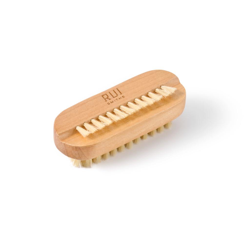 Rui Smiths CarbonConscious Wooden Nail Cleaning Brush with 2-Sided Bristles for Manicure and Pedicure Grooming | Made with Wood and Pig Bristles
