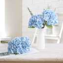 Coferset Baby Blue Hydrangea Artificial Flowers 3pcs Lifelike Faux Hydrangea Real Touch Artificial Flowers for Outdoors Home Wedding Christmas Office Party Living Room Decoration,22inch