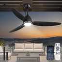 52" Outdoor Ceiling Fan with Lights,Plug in Hanging,IP65 (Black) | APP & Remote Control,6 Speeds,Reversible DC Motor,3000-6000K Dimmable LED,Perfect for Covered Patios,Gazebos,Pergola,Porches