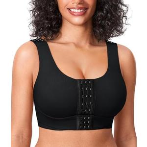 BRABIC Front Closure Bras for Women Post Surgery Compression Mastectomy Surgical Support Wireless Full Coverage Bra L