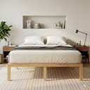 14 Inch Bamboo Platform Bed Frame 100% Natural Solid Bamboo Queen Size Platform Bed Slat Support, Heavy Duty & Noise-Free, No Box Spring Needed, Easy Assembly (Nautre, Queen)