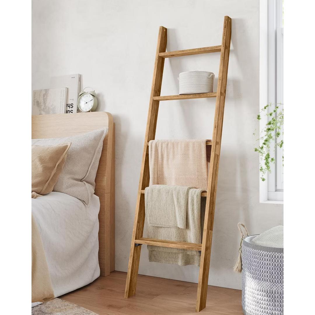 Blanket Ladder Decorative Farmhouse for The Living Room, 5-Tier Ladder Shelf, Ladder Rack for Storage and Decor